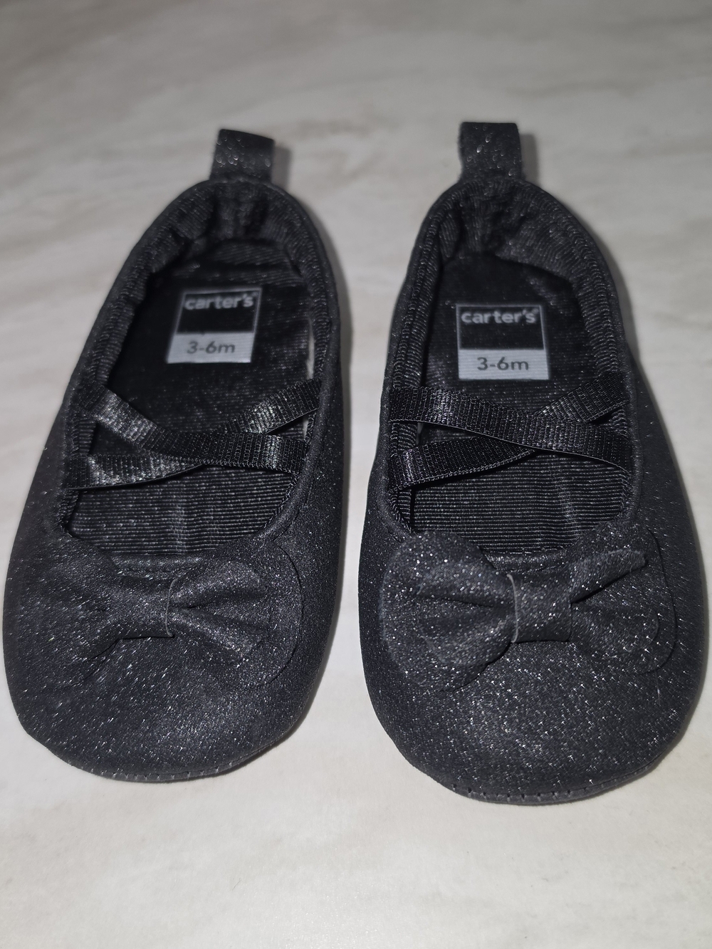 Carter's Black Sparkle Bow Baby Ballet Flats